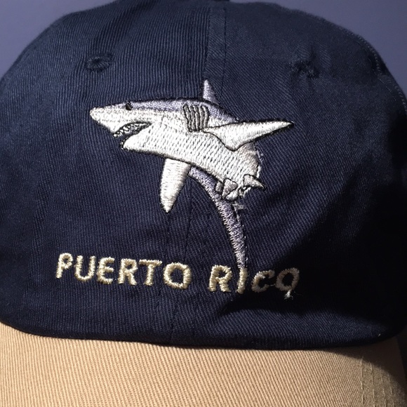 Puerto Rico Shark hat tourist cap adjustable back strap 6 panel baseball style - Picture 2 of 9